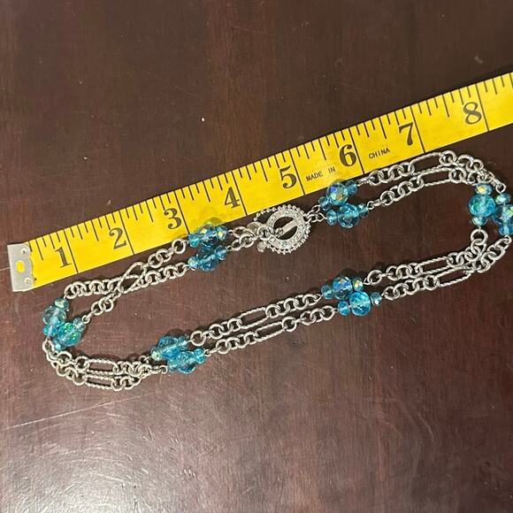 Kirks Folly Toggle Clasp Silver Necklace & Aurora Borealis Crystal Beads. - Picture 3 of 15